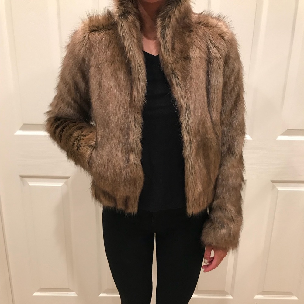 Faux Fur Open Front Crop Jacket